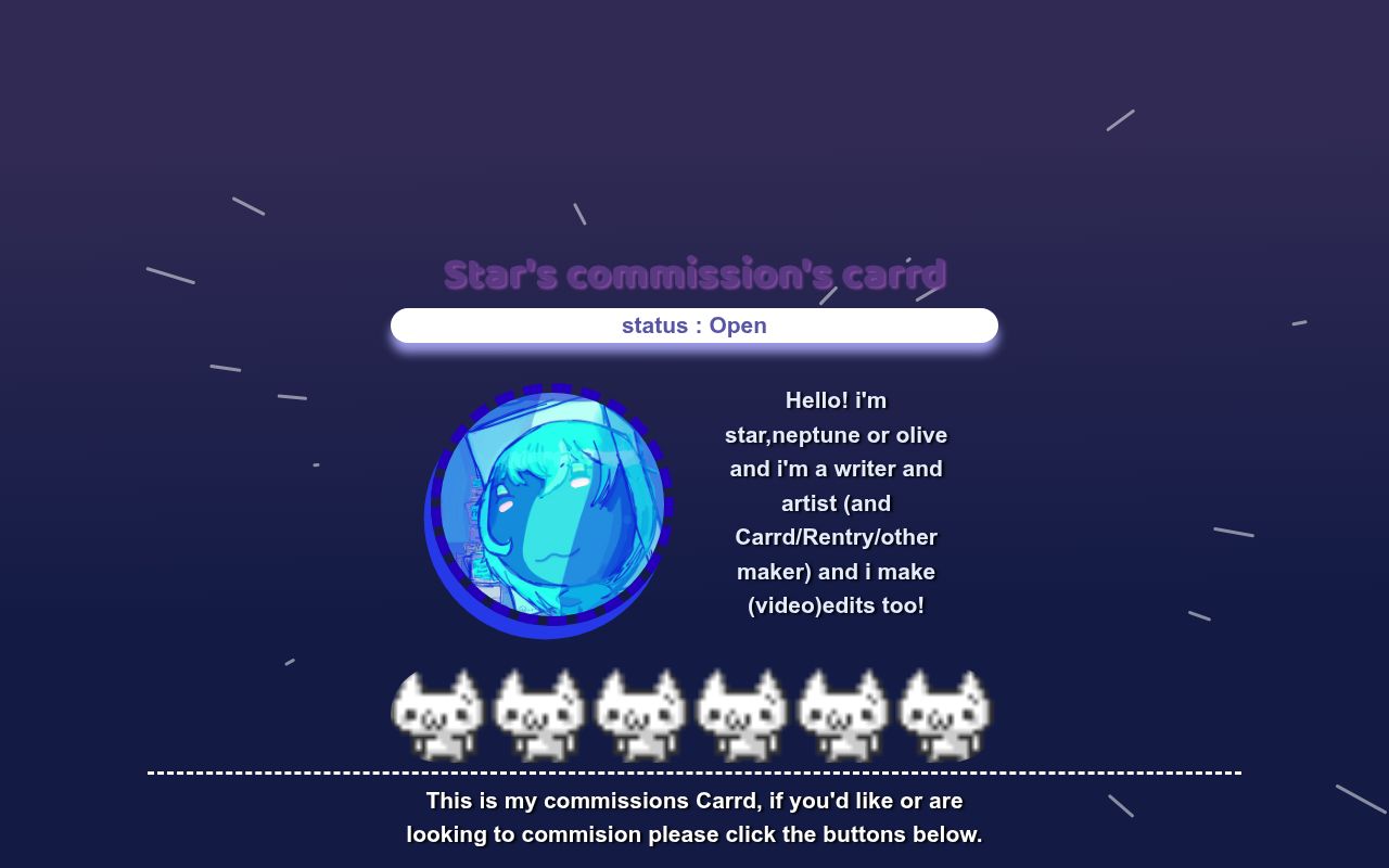 my commissions card